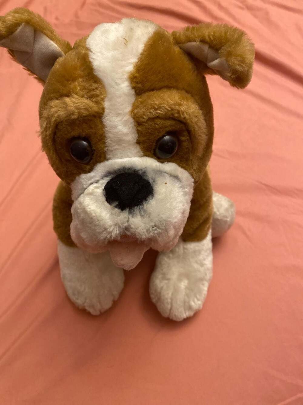 Build-A-Bear Workshop Brown and White Bulldog Plush Dog with Tongue Out